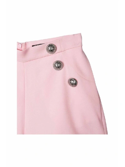 Shop Balmain Virgin Wool Shorts In Rosa