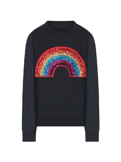 Shop Alberta Ferretti Blue Girl Sweatshirt With Colorful Rainbow