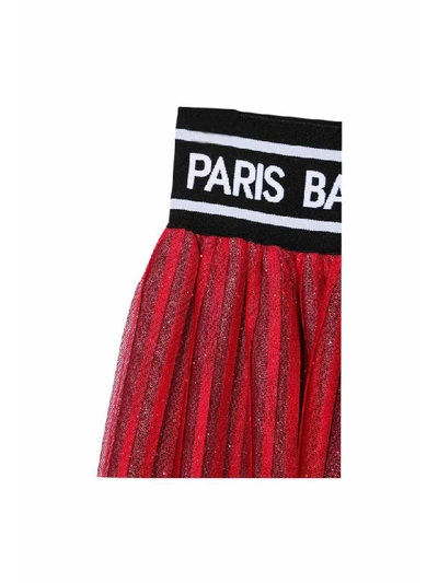 Shop Balmain Pleated Skirt In Rossa