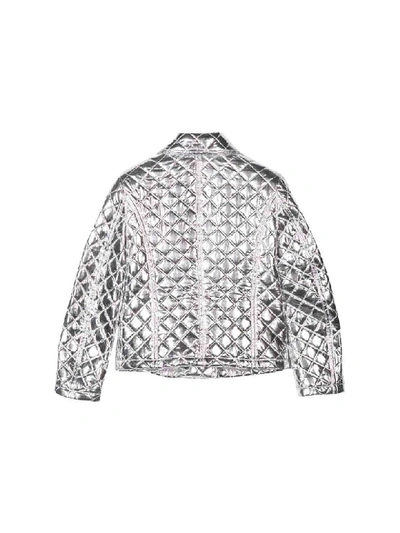 Shop Balmain Quilted Jacket In Argento