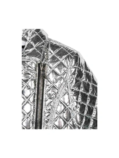 Shop Balmain Quilted Jacket In Argento