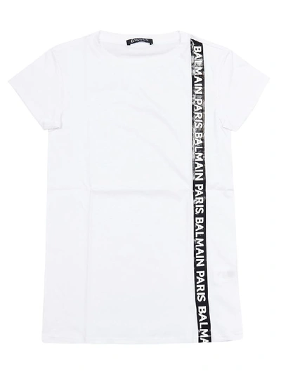 Shop Balmain Printed Short Sleeves T-shirt In White