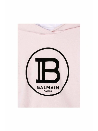 Shop Balmain Cotton Hoodie In Rosa
