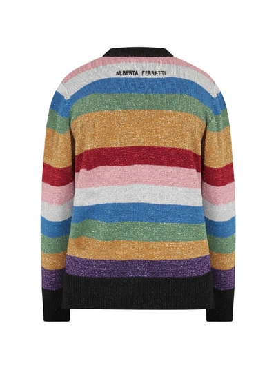 Shop Alberta Ferretti Multicolor Sweater With Black Writing For Girl
