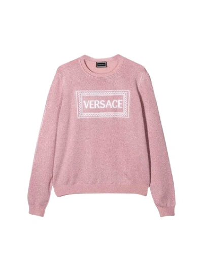 Shop Young Versace Vintage Sweater With Logo In Rosa
