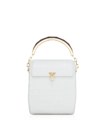 Shop The Volon White Croco Po Leather Box Bag