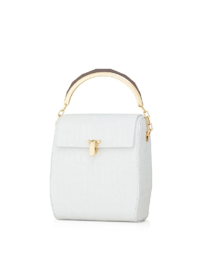 Shop The Volon White Croco Po Leather Box Bag