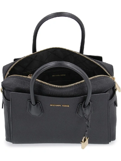 Shop Michael Kors Mercer Leather Handbag In Black