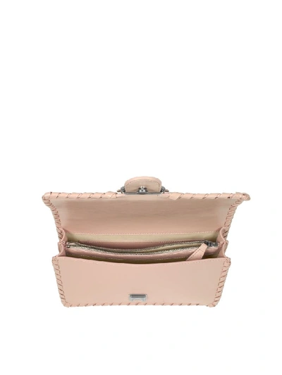 Shop Pinko Love Twist Leather Shoulder Bag In Pale Pink