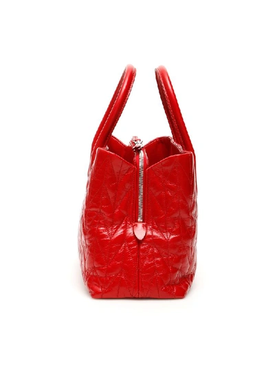 Shop Miu Miu Quilted Shine Calfskin Tote Bag In Rosso (red)