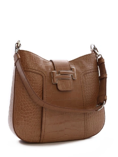 Shop Tod's Double T Hobo Bag In Beige