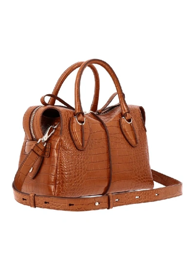 Shop Tod's Small D Bag In Crocodile Print Leather With Shoulder Strap