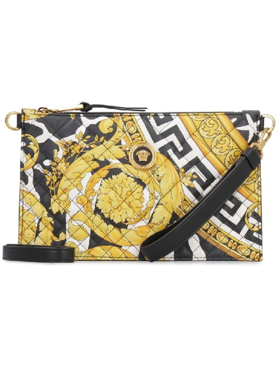 Shop Versace Quilted Leather Clutch In Black