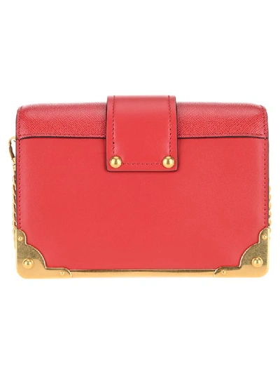 Shop Prada Cahier Calf Leather Bag In Fuoco