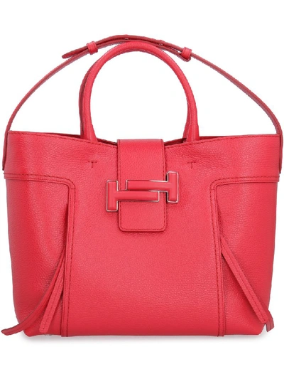 Shop Tod's Double T Leather Tote In Red