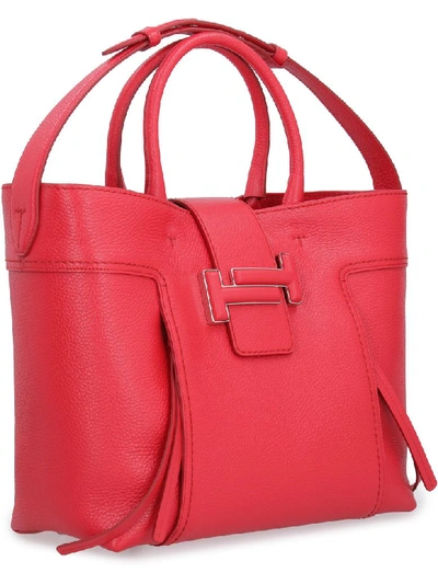 Shop Tod's Double T Leather Tote In Red