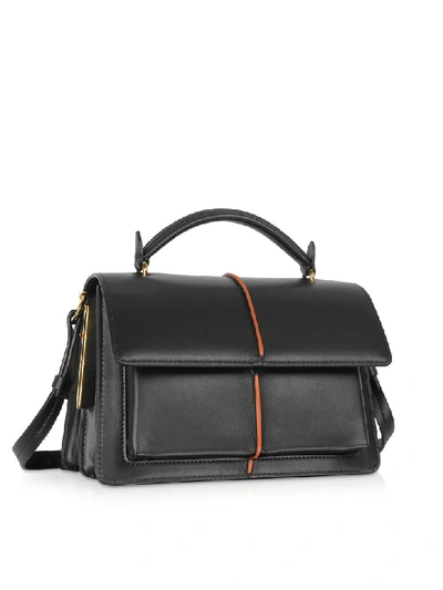 Shop Marni Smooth Leather Top Handle Attaché Bag In Black