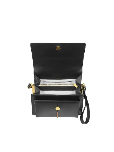 Shop Marni Smooth Leather Top Handle Attaché Bag In Black