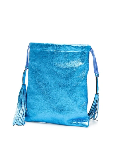 Shop Attico Laminated Nappa Mini Bag In Electric Blue (light Blue)