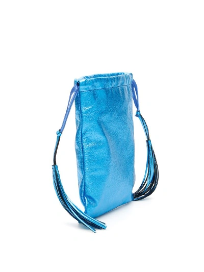 Shop Attico Laminated Nappa Mini Bag In Electric Blue (light Blue)