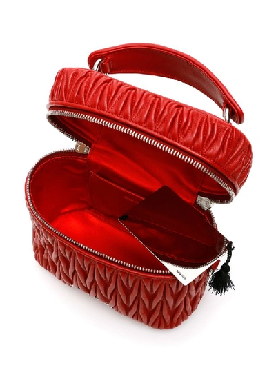 Shop Miu Miu Matelasse Mini Bag In Fuoco (red)