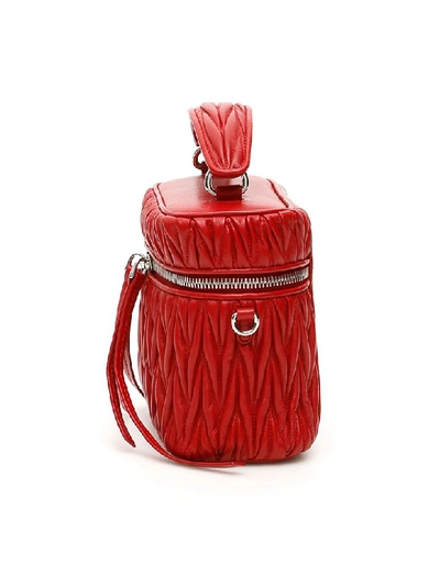 Shop Miu Miu Matelasse Mini Bag In Fuoco (red)