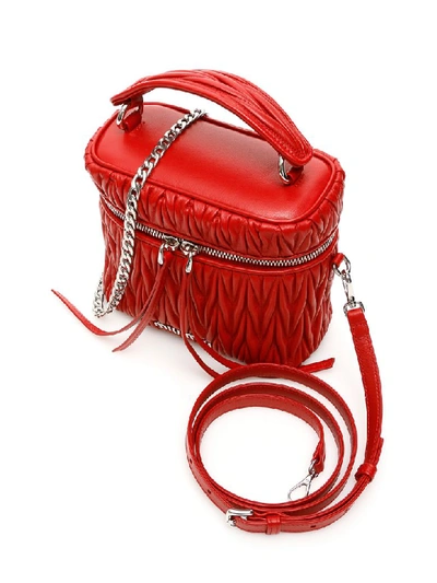 Shop Miu Miu Matelasse Mini Bag In Fuoco (red)