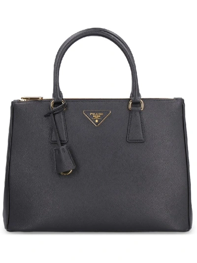 Shop Prada Galleria Leather Handbag In Black