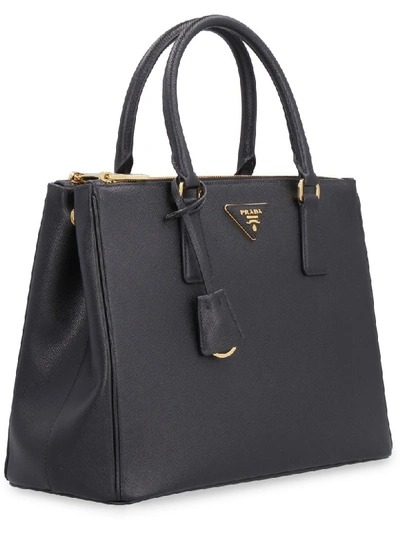 Shop Prada Galleria Leather Handbag In Black