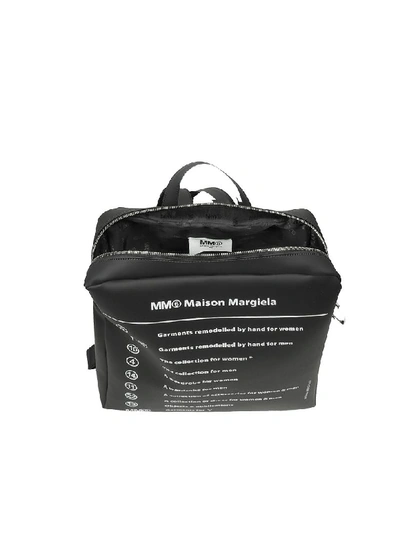 Shop Mm6 Maison Margiela Mm6 Maison Martin Margiela Black Square Signature Backpack In Black / White