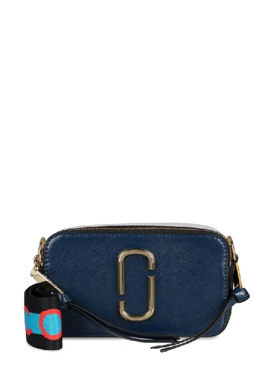 Shop Marc Jacobs Snapshot Leather Shoulder Bag In Blue