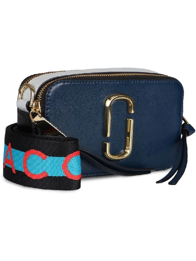 Shop Marc Jacobs Snapshot Leather Shoulder Bag In Blue