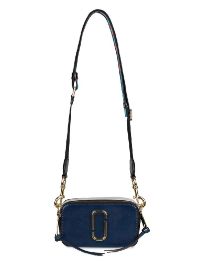 Shop Marc Jacobs Snapshot Leather Shoulder Bag In Blue