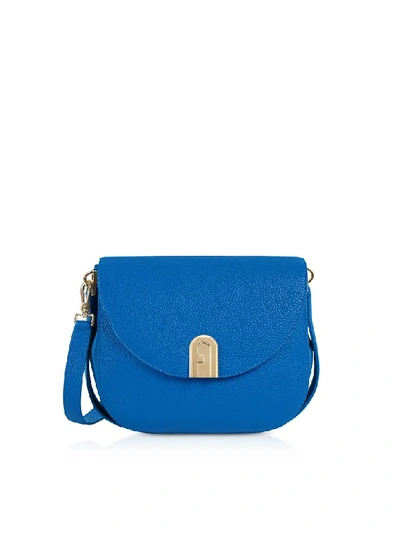 Shop Furla Genuine Leather Sleek S Crossbody Bag In Klein Blue