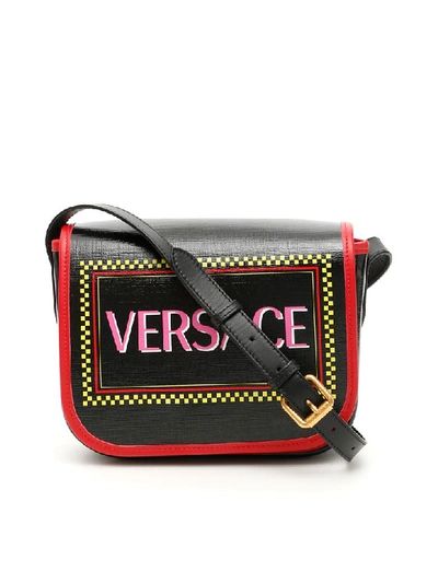 Shop Versace 90s Vintage Logo Crossbody Bag In Nero Multicolor Oro Tribute (black)