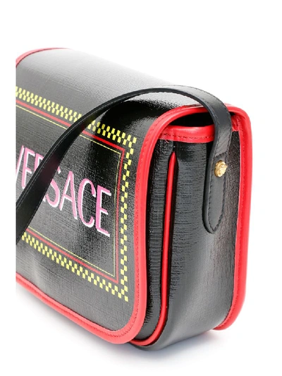 Shop Versace 90s Vintage Logo Crossbody Bag In Nero Multicolor Oro Tribute (black)