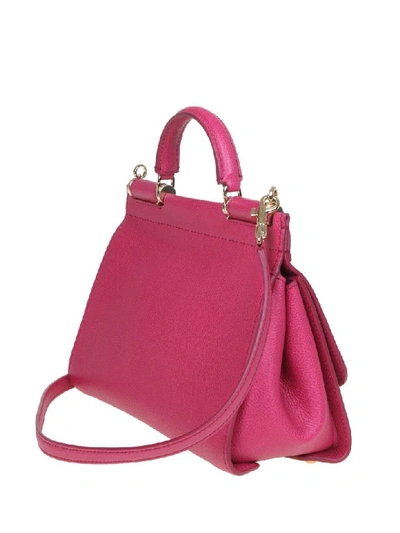 Shop Dolce & Gabbana Small Soft Sicily Bag In Calf Leather In Fuchsia