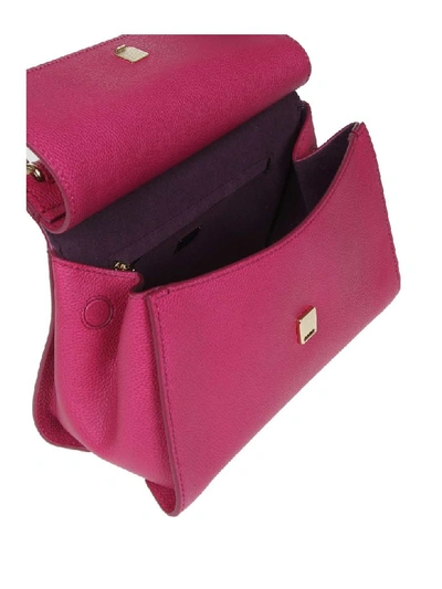 Shop Dolce & Gabbana Small Soft Sicily Bag In Calf Leather In Fuchsia