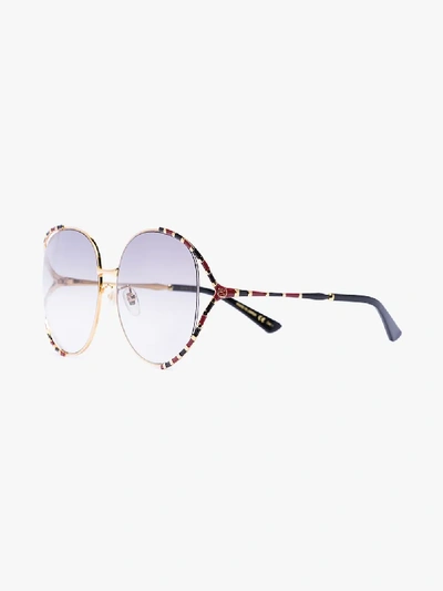 Shop Gucci Gold Tone Oversized Gradient Sunglasses