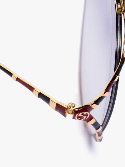Shop Gucci Gold Tone Oversized Gradient Sunglasses