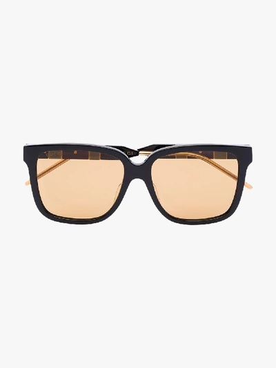 Shop Gucci Black Square Acetate Sunglasses In Brown