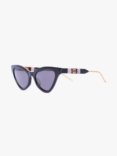 Shop Gucci Black Cat Eye Tinted Sunglasses In Brown