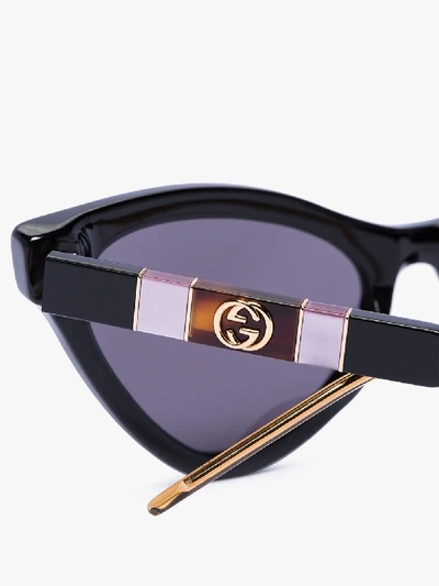 Shop Gucci Black Cat Eye Tinted Sunglasses In Brown