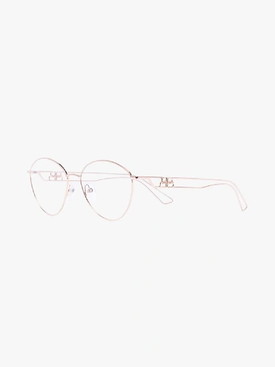 Shop Balenciaga Gold Tone Bb Wire Optical Glasses In Metallic