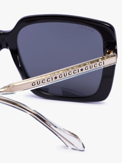 Shop Gucci Black Crystal Square Tinted Sunglasses