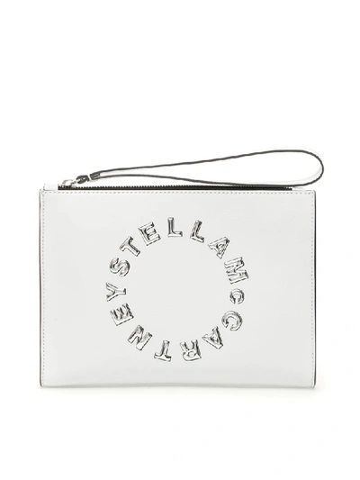 Shop Stella Mccartney Logo Zip Pouch In White (white)