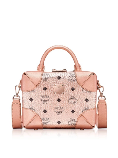 Shop Mcm Soft Berlin Visetos Small Crossbody Bag In Pink