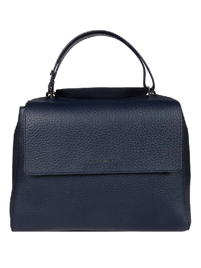 Shop Orciani Logo Shoulder Bag In Navy