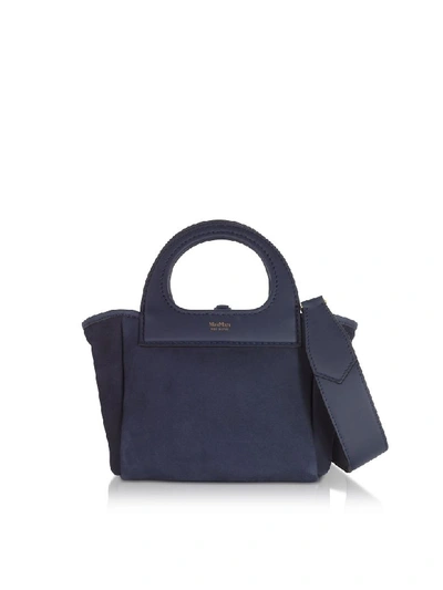 Shop Max Mara Two-tone Reversible Nano Top Handle Bag In Blue