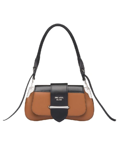 Shop Prada Sidonie Compact Leather Bag In P Cognac Black